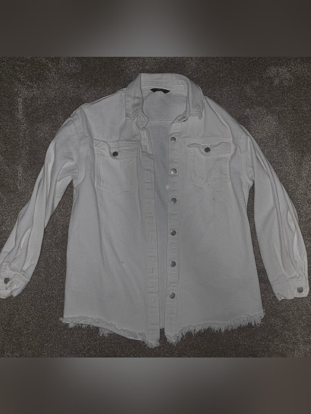 Women's White Button-Up Denim Shirt Jacket